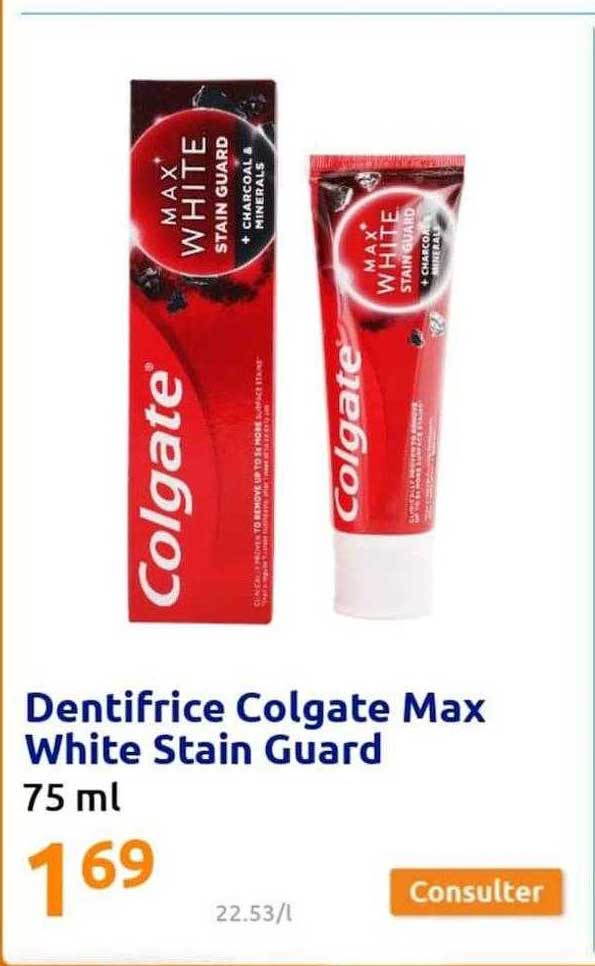 dentifrice colgate max white stain guard