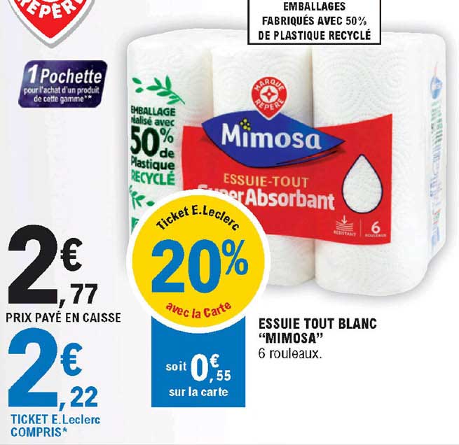 essuie tout blanc "mimosa"