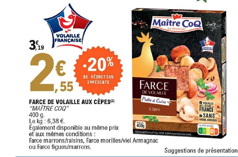 farce de volaille aux cèpes "maître coq"