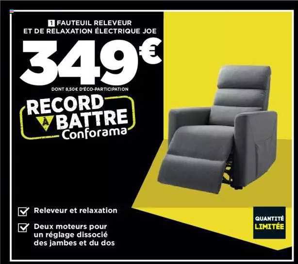 fauteuil releveur et relaxation électrique joe