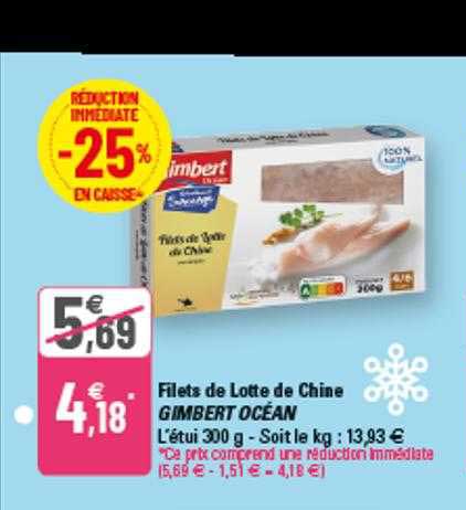 filets de lotte de chine gimbert océan