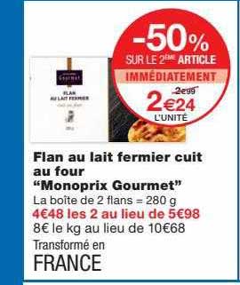 Flan Au Lait Fermier Cuit Au Four "monoprix Gourmet"