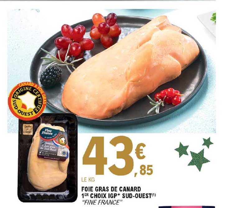 foie gras de canard 1er choix igp sud-ouest "fine france"