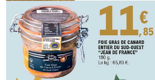 Foie Gras De Canard Entier Du Sud-ouest "jean De France"