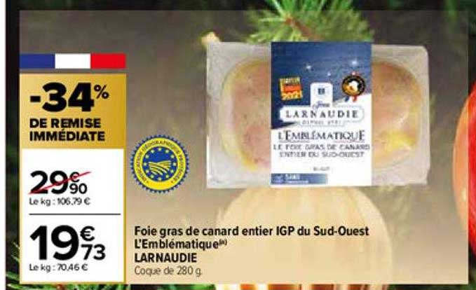 Foie Gras De Canard Entier Igp Du Sud-ouest L'emblématique Larnaudie