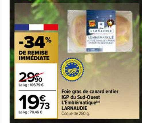 foie gras de canard entier igp du sud-ouest l'emblématique larnaudie