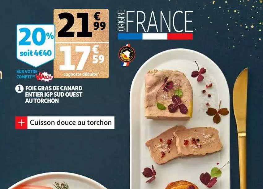 foie gras de canard entier igp sud ouest au torchon