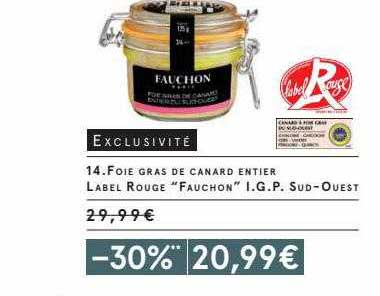 foie gras de canard entier label rouge "fauchon" i.g.p. sud-ouest