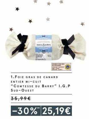 foie gras de canard entier mi-cuit "comtesse du barry" i.g.p. sud-ouest