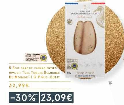 foie gras de canard entier mi-cuit "les toques blanches du monade" i.g.p. sud-ouest