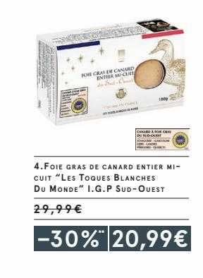 foie gras de canard entier mi-cuit "les toques blanches du monde" i.g.p. sud-ouest