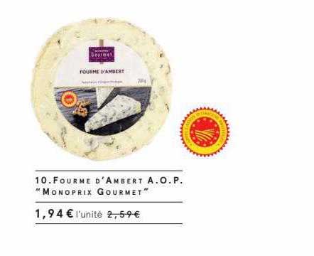 fourme d'ambert a.o.p. "monoprix gourmet"