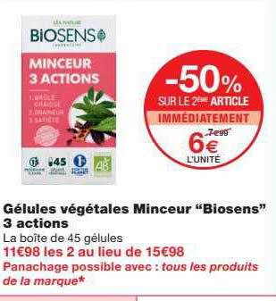 gélules végétales minceur "biosens" 3 actions