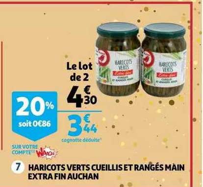 haricots verts cueillis et rangés main extra fin auchan