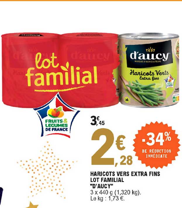 Haricots Verts Extra Fins Lot Familial "d'aucy"