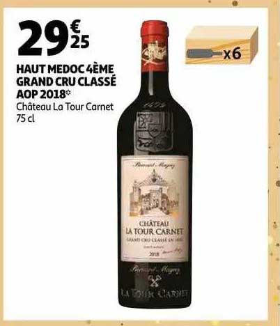 haut médoc 4ème grand cru classé aop 2018 château la tour carnet