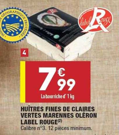 huîtres fines de claires vertes marennes oléron label rouge