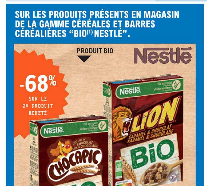 la gamme céréales et barres céréalières "bio nestlé"