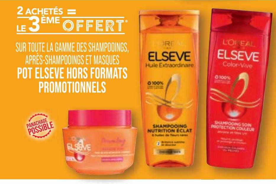 la gamme des shampooings, après-shampooings et masques pot elsève hors formats promotionnels