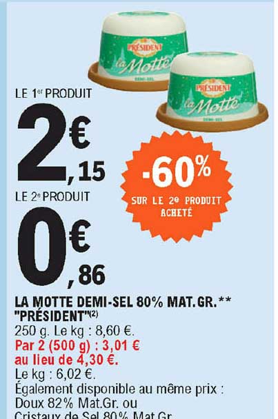 la motte demi-sel 80% mat. gr. "président"