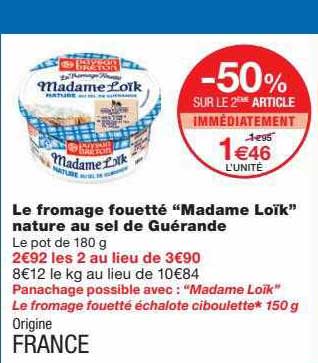 Le Fromage Fouetté "madame Loïk" Nature Au Sel De Guérande