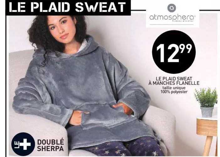 le plaid sweat à manches flanelle