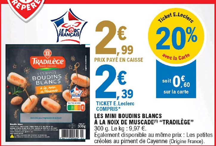 les mini boudins blancs à la noix de muscade "tradilège"