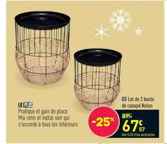 lot de 2 bouts de canapé nolan