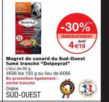 magret de canard du sud-ouest fumé tranché "delpeyrat"