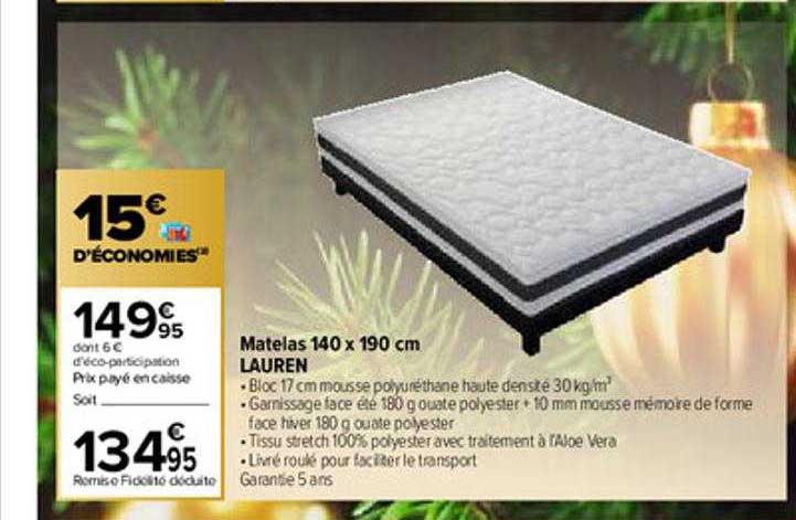Matelas 140 X 190 Cm Lauren