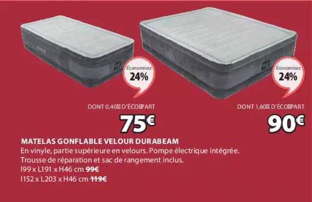 matelas gonflable velour durabeam