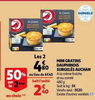mini gratins dauphinois surgelés auchan