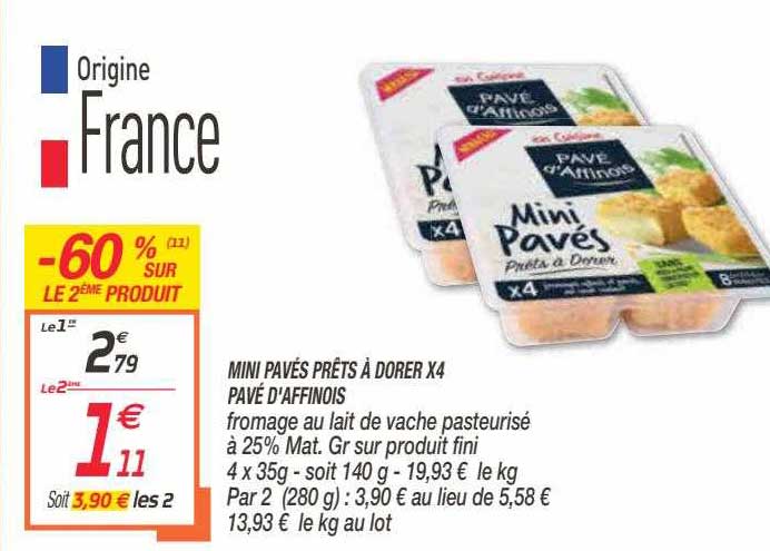 Mini Pavés Prêts à Dorer X4 Pavé D'affinois