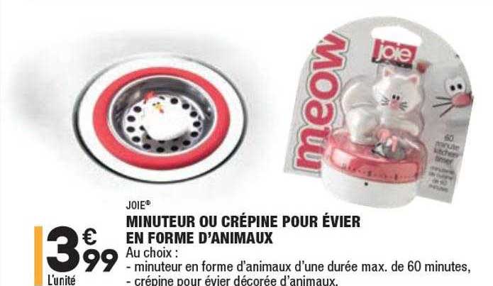 Minuteur Ou Crépine Pour évier En Forme D'animaux Joie