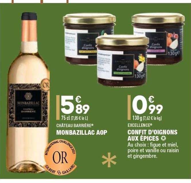 monbazillac aop château barrière, confit d'oignons aux épices excellence