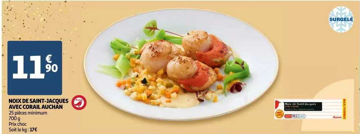 noix de saint-jacques avec corail auchan