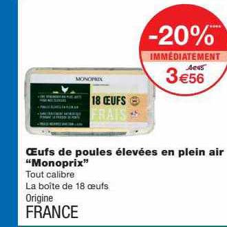 oeufs de poules élevées en plein air "monoprix"