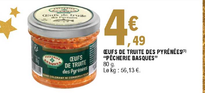 oeufs de truite des pyrénées "pêcherie basques"