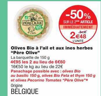 olives bio à l'ail et aux ines herbes "père olive"