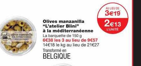 olives manzanilla "l'atelier blini" à la méditerranéenne