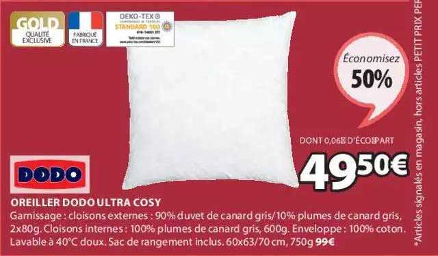 oreiller dodo ultra cozy doso