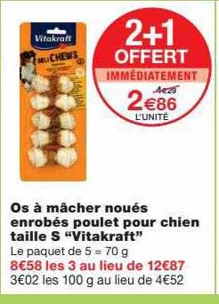 os à mâcher noués enrobés poulet pour chien taille s "vitakraft"