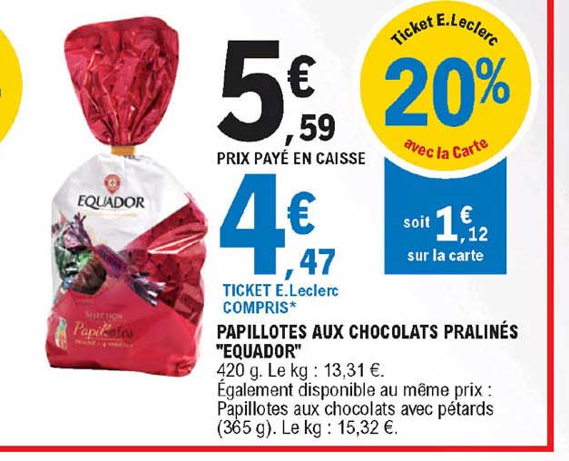 papillotes aux chocolats pralinés "equador"