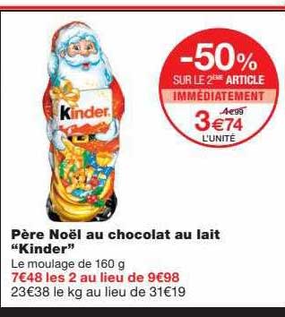 père noël au chocolat au lait "kinder"
