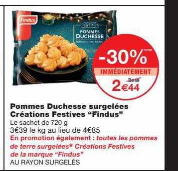 pommes duchesse surgelées créations festives "findus"