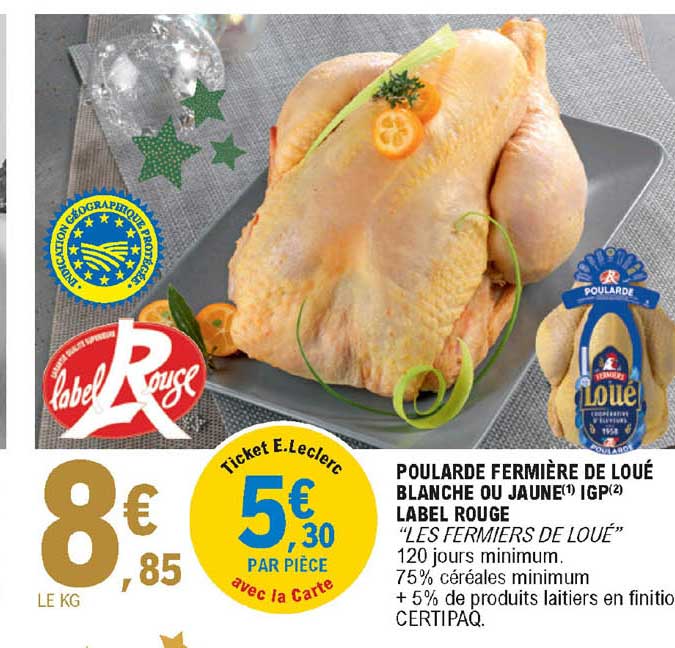 poularde fermière de loué blanche ou jaune igp label rouge "les fermiers de loué"