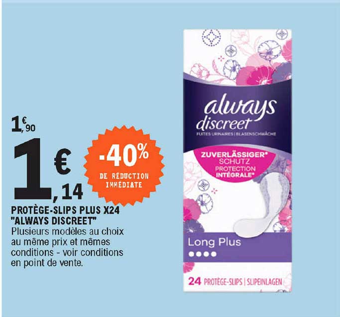 protège-slips plus x24 "always discreet"