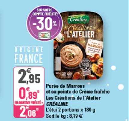 purée de marrons et sa pointe de crème fraîche les créations de l'atelier créaline