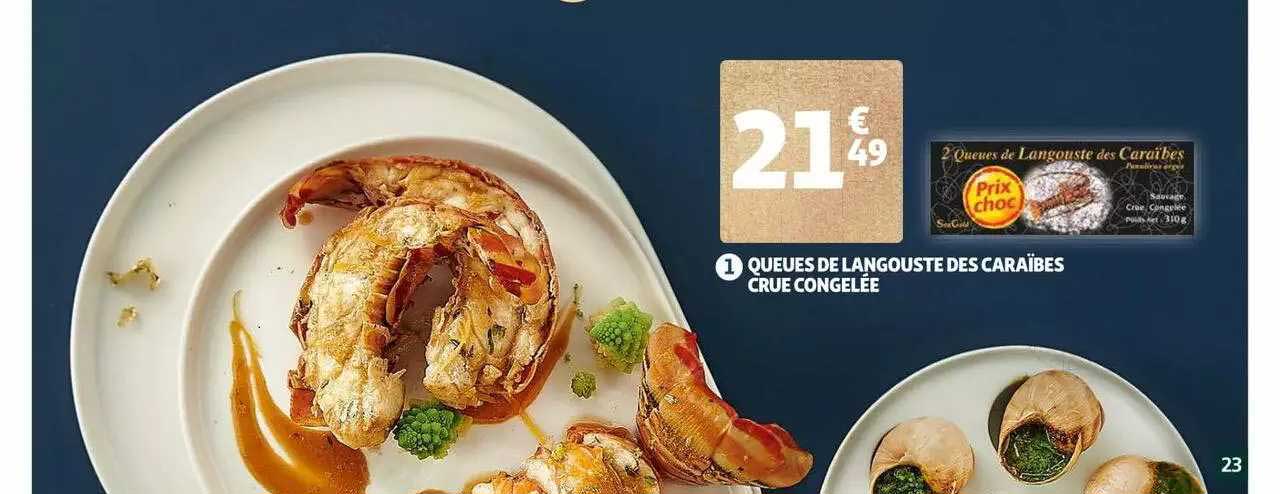 queues de langouste des caraïbes crue congelée