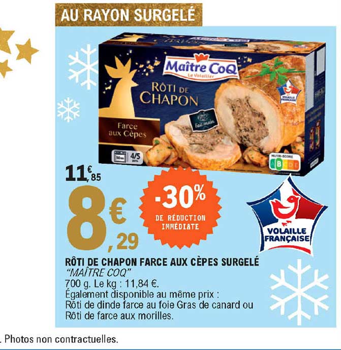 rôti de chapon farce aux cèpes surgelé "maître coq"